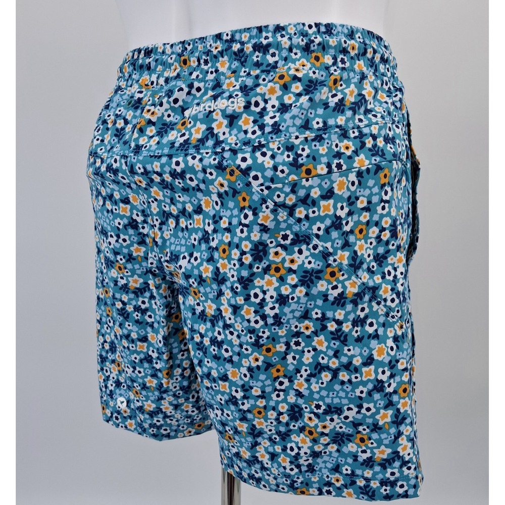 Birddogs Gym Shorts Men Medium Teal Floral Liner Drawstring Zipper Pockets 7in - Picture 2 of 16